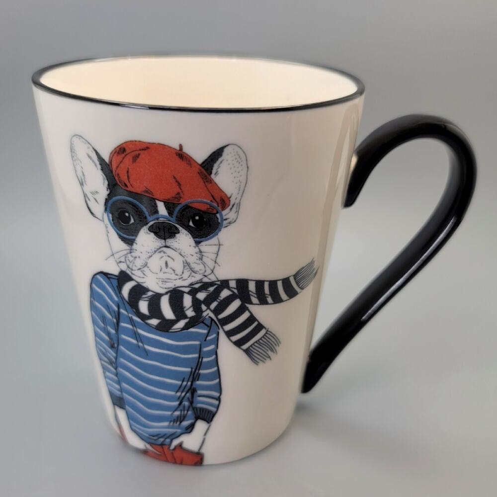 Hipster Frenchie in Glasses Anthropomorphic Animal Coffee Mug Signature 16.5 oz